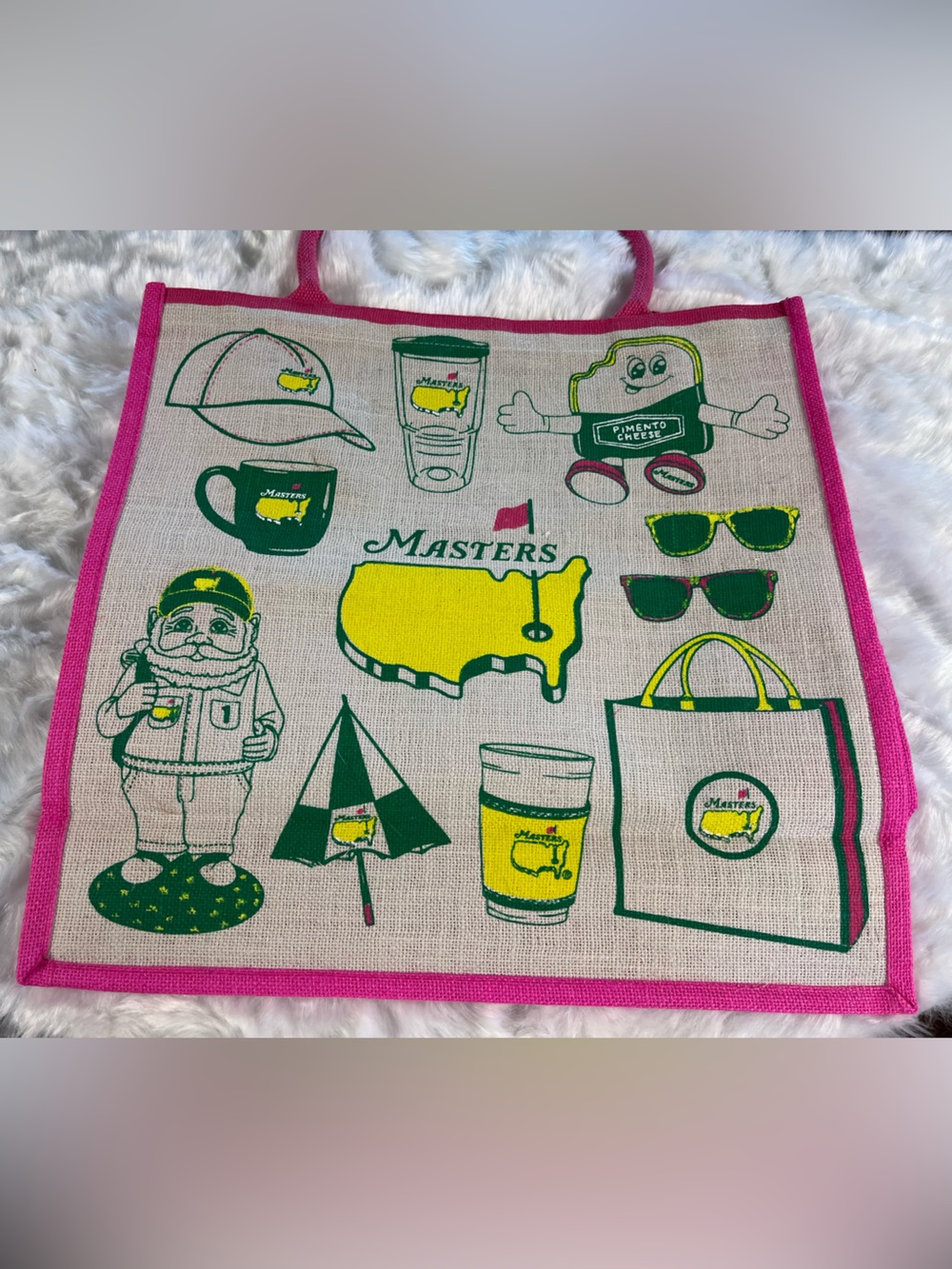 NWT Masters Tote w/ Pink Trim& Green & Yellow Prints. Official 2026 Masters tote